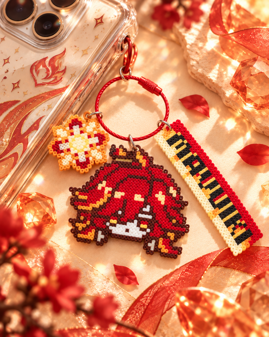 Mavuika Pixel Bead Keychain — gallery image 2; merchant supplied image.