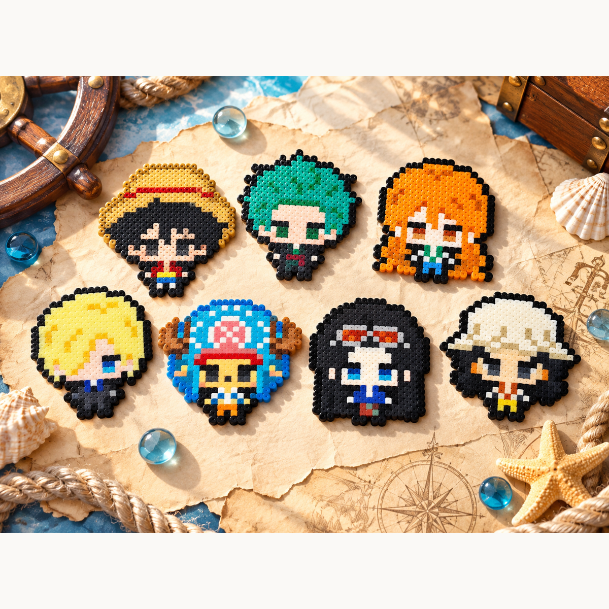 One Piece Pixel Bead Keychains — complete cover, uncropped merchant image with display padding.