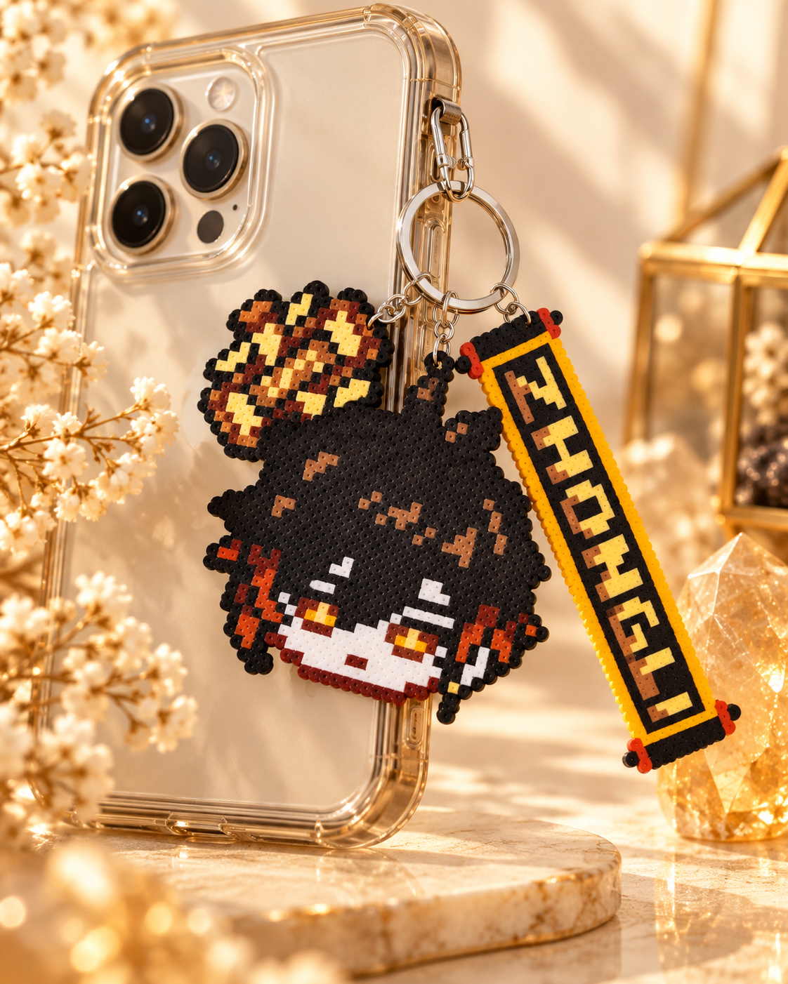 Zhongli Pixel Bead Keychain — gallery image 2; merchant supplied image.
