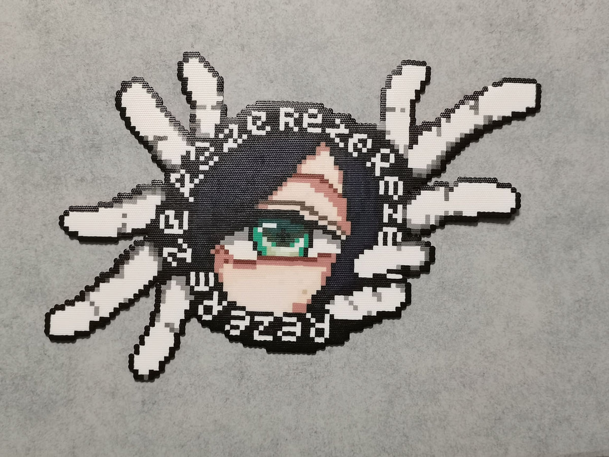 Reze round eye pixel bead decoration — detail