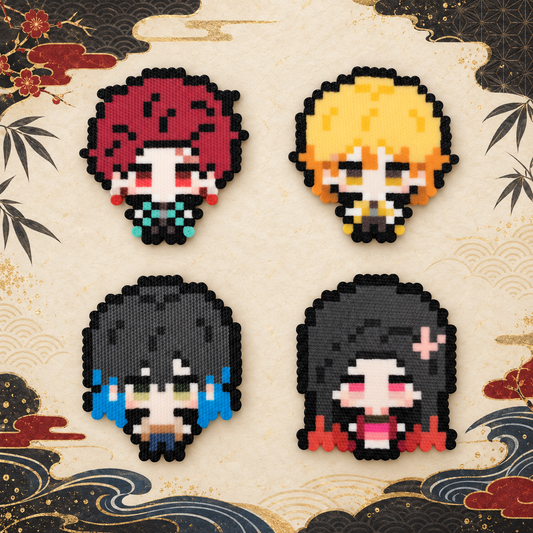 Main Four Pixel Bead Characters | Demon Slayer — complete group cover.