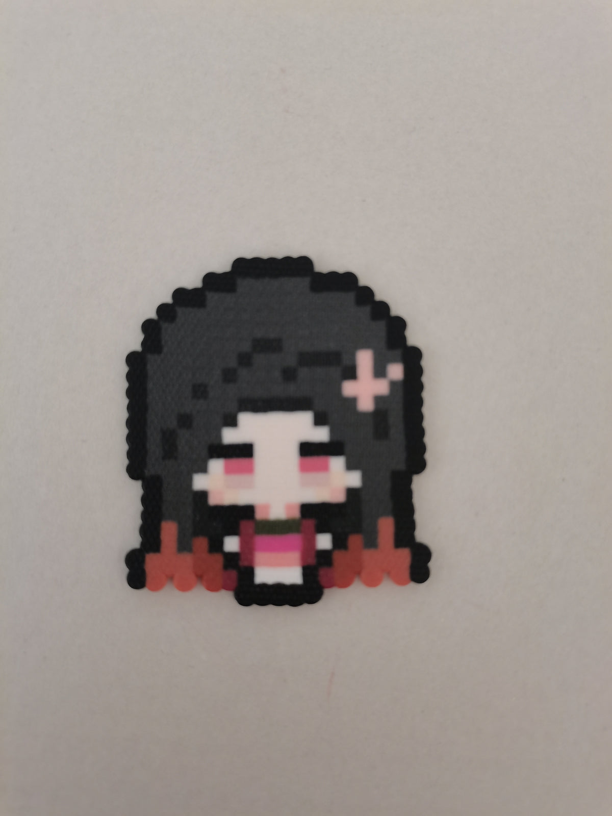 Nezuko Kamado — actual handmade pixel bead character photograph.