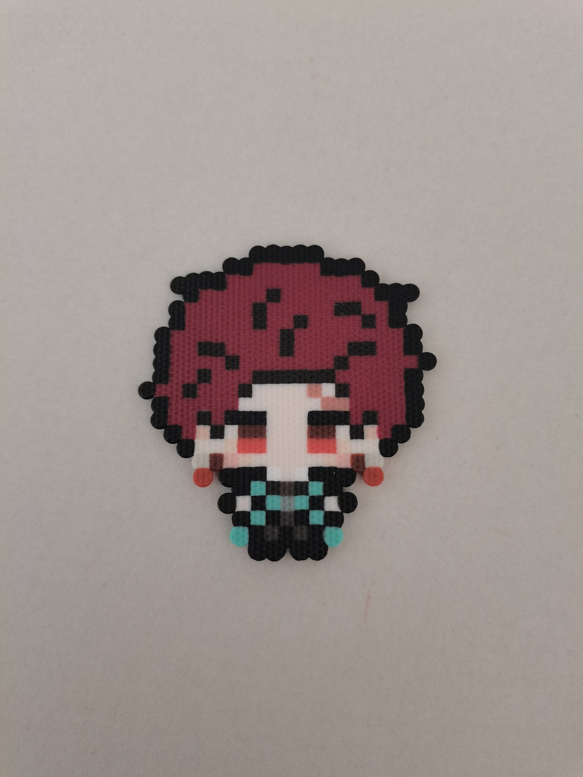 Tanjiro Kamado — actual handmade pixel bead character photograph.