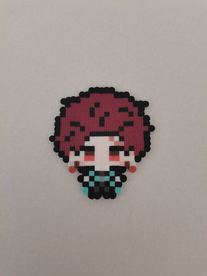 Tanjiro Kamado — actual handmade pixel bead character photograph.