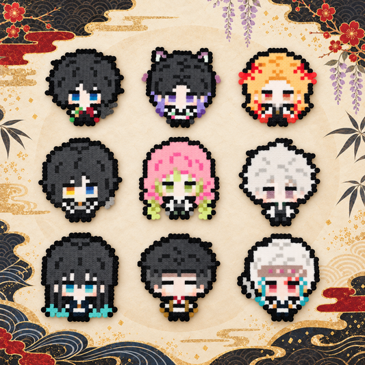 Nine Hashira Pixel Bead Characters | Demon Slayer — complete group cover.