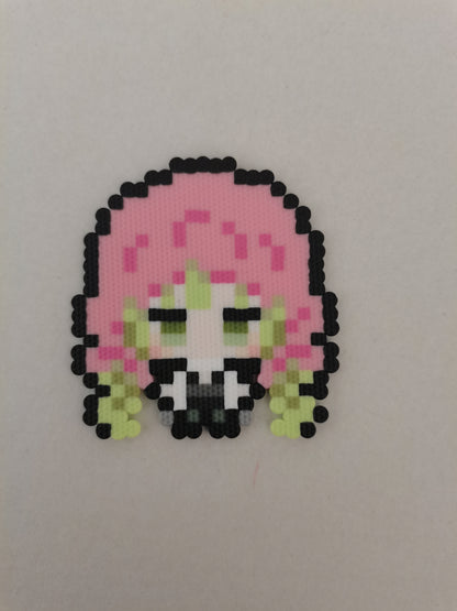 Mitsuri Kanroji (Love) — actual handmade pixel bead character photograph.
