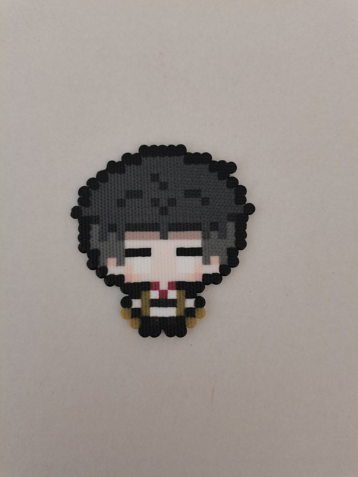 Gyomei Himejima (Stone) — actual handmade pixel bead character photograph.