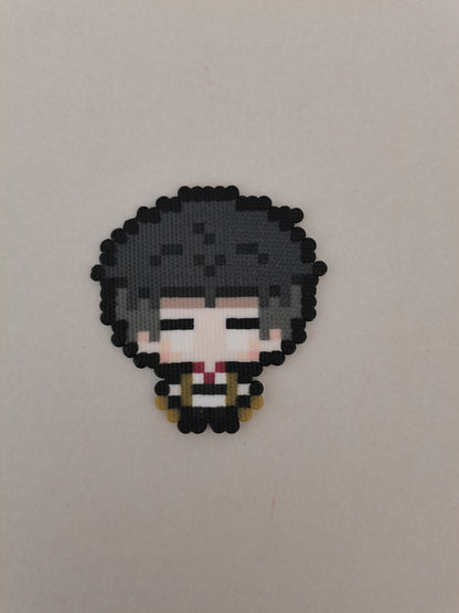 Gyomei Himejima (Stone) — actual handmade pixel bead character photograph.