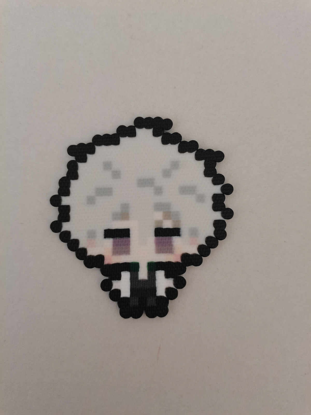 Sanemi Shinazugawa (Wind) — actual handmade pixel bead character photograph.