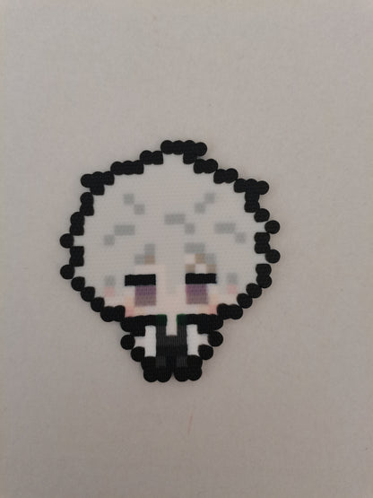 Sanemi Shinazugawa (Wind) — actual handmade pixel bead character photograph.