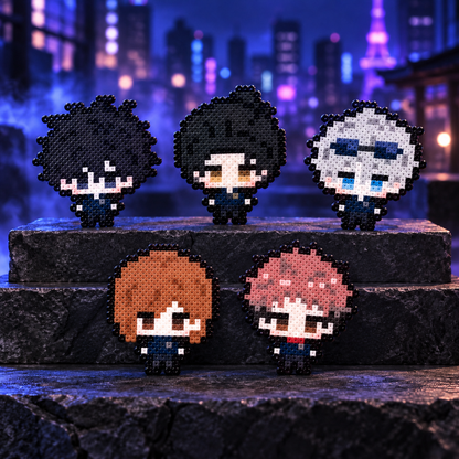 Jujutsu Kaisen handmade pixel bead characters — complete five-character group; merchant supplied cover.