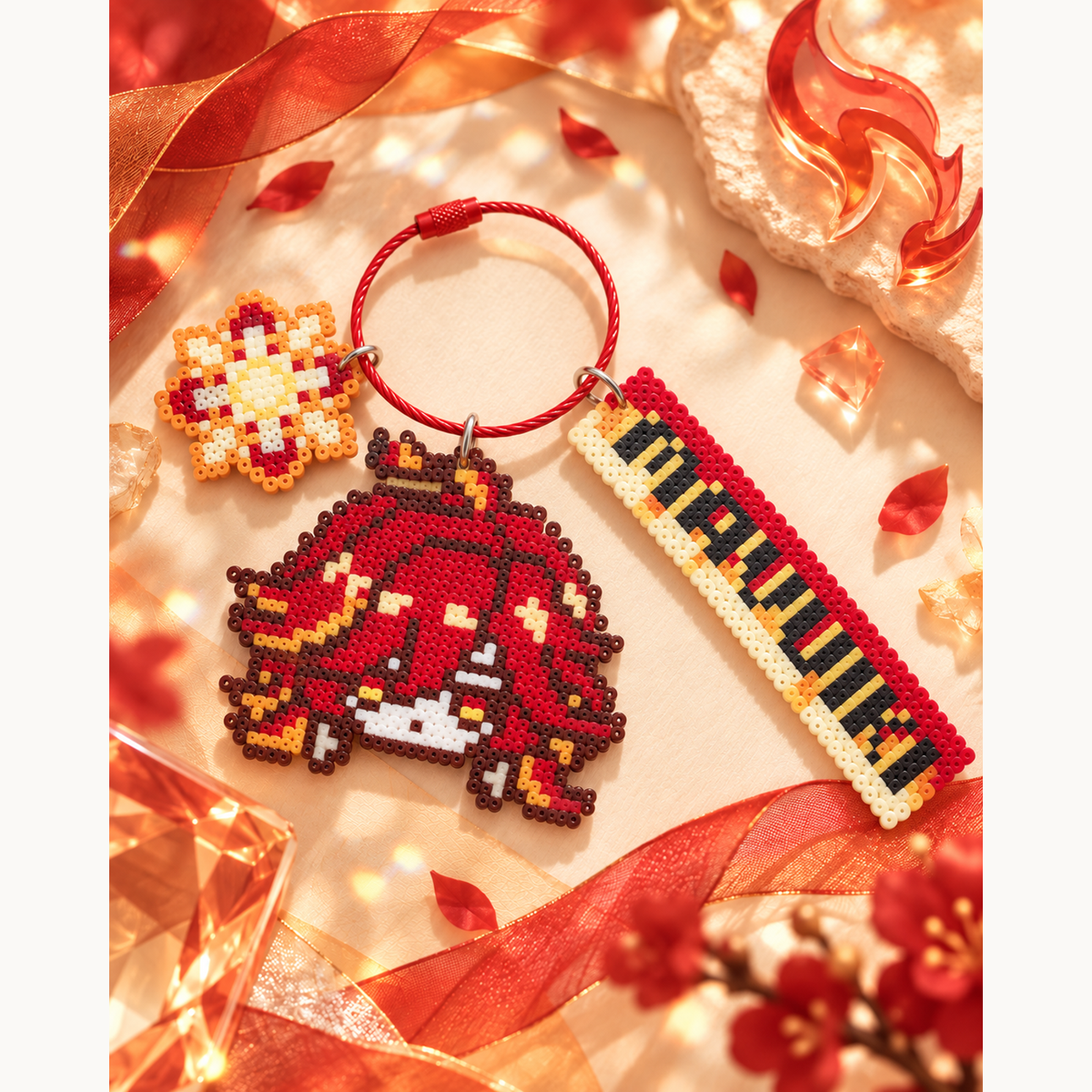 Mavuika Pixel Bead Keychain — complete cover, uncropped merchant image with display padding.