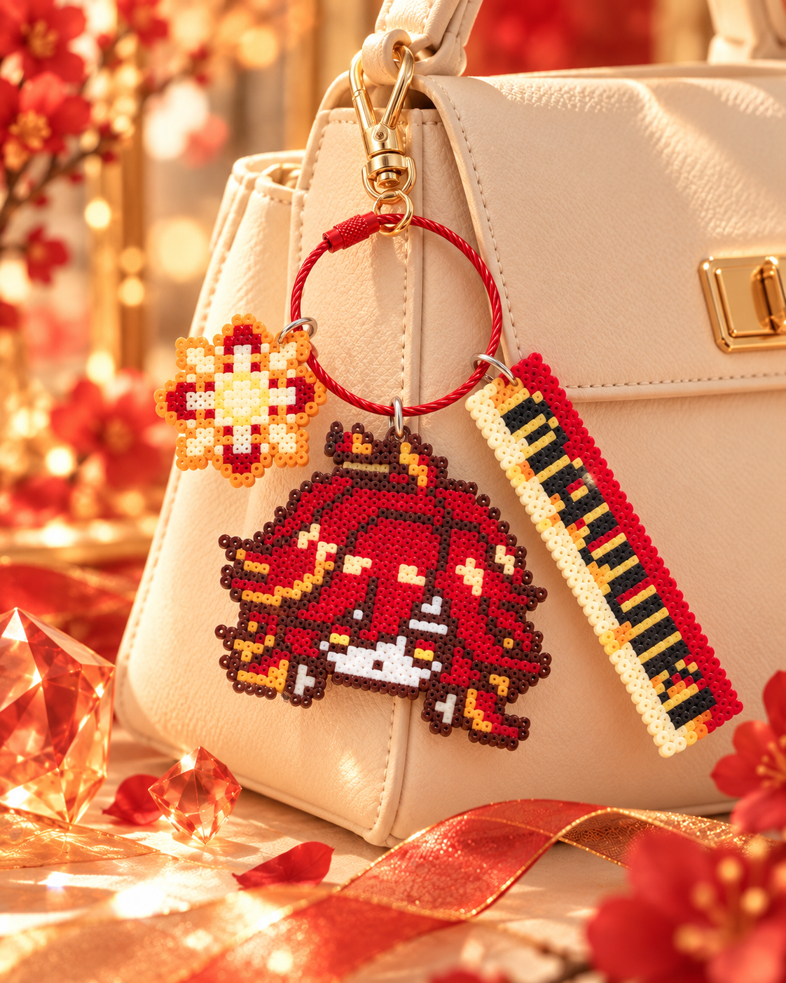Mavuika Pixel Bead Keychain — gallery image 1; merchant supplied image.