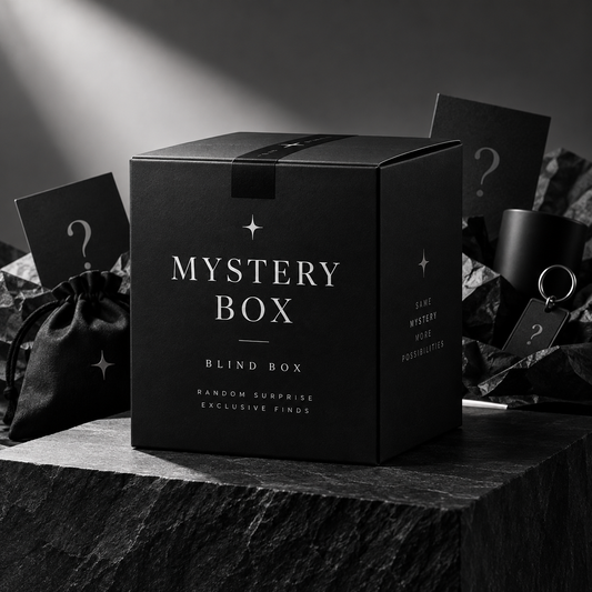 Black Mystery Box packaging — shared cover for handmade pixel bead mystery boxes.