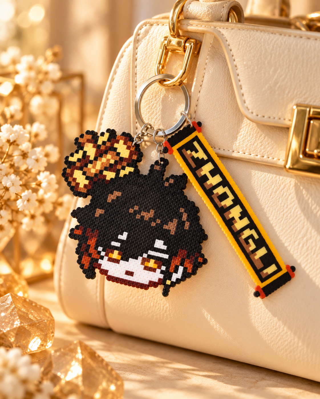 Zhongli Pixel Bead Keychain — gallery image 1; merchant supplied image.